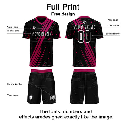 Custom Black Rose Red Uniform Jersey Kids Adults Personalized Set Jersey Shirt