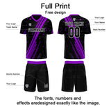 Custom Black Purple Uniform Jersey Kids Adults Personalized Set Jersey Shirt