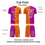 Custom Purple Orange Uniform Jersey Kids Adults Personalized Set Jersey Shirt