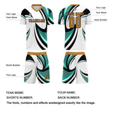 Custom White Teal Uniform Jersey Kids Adults Personalized Set Jersey Shirt