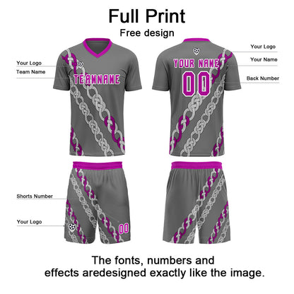 Custom Gray Uniform Jersey Kids Adults Personalized Set Jersey Shirt