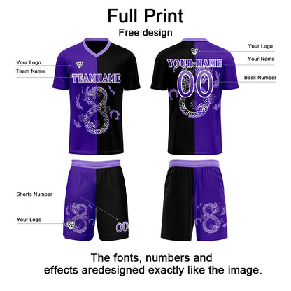 Custom Purple Black Uniform Jersey Kids Adults Personalized Set Jersey Shirt