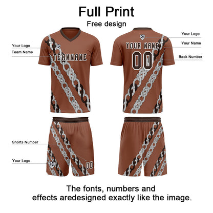 Custom Brown Uniform Jersey Kids Adults Personalized Set Jersey Shirt