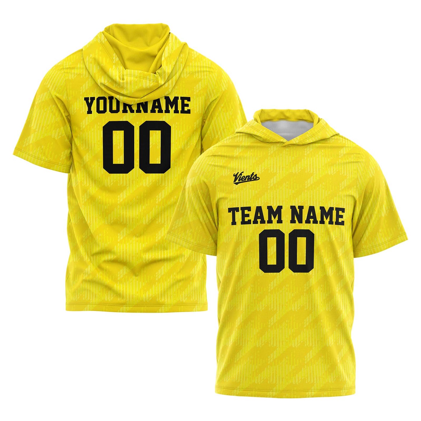Custom Yellow Short Sleeve Hoodies for Men Women Shirts with Hoods Printed Name Logo