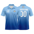 Custom Light Blue Football Gradient Polo Shirts  Add Your Unique Logo/Name/Number