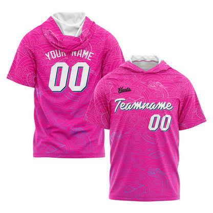 Custom Pink Hooded T-Shirt Short Sleeve Hoodies for Men Women Shirts with Hoods Printed Name Logo