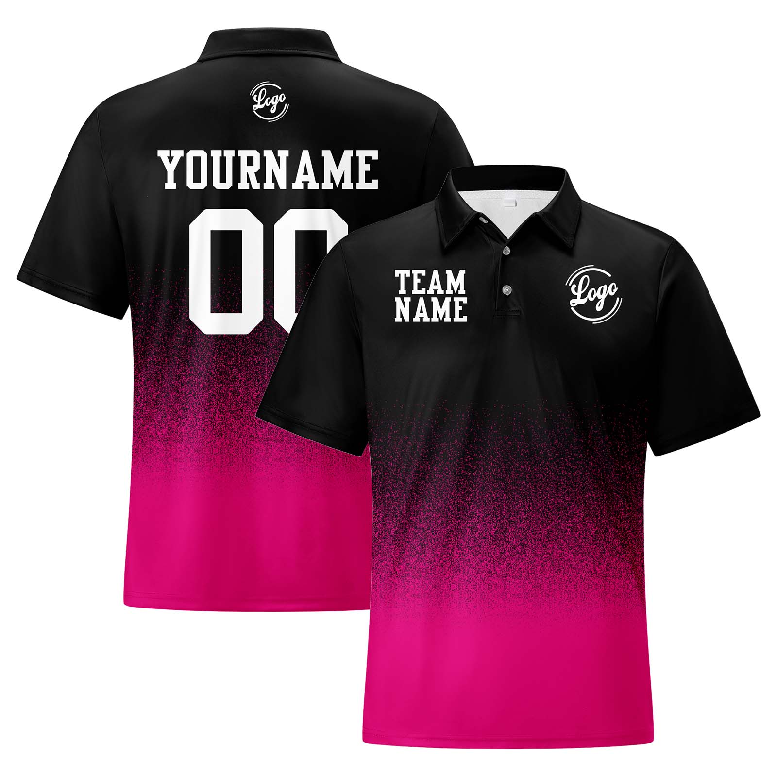 Custom Football Polo Shirts  Add Your Unique Logo/Name/Number Black&Rose
