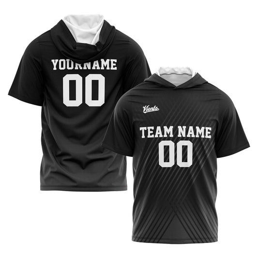 Custom Black Short Sleeve Hoodies for Men Women Shirts with Hoods Printed Name Logo