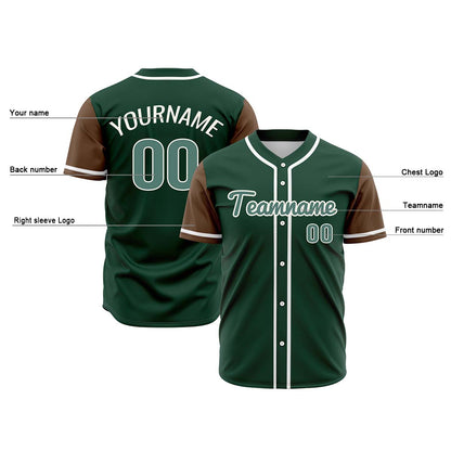 Custom Dark Green Brown Hip Hop Baseball Jersey Stitched Printed - Personalized Name Number Shirts #BB-0919-0055