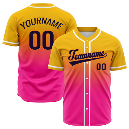 Custom Yellow Pink Hip Hop Baseball Jersey Stitched Printed - Personalized Name Number Shirts #BB-0919-0098