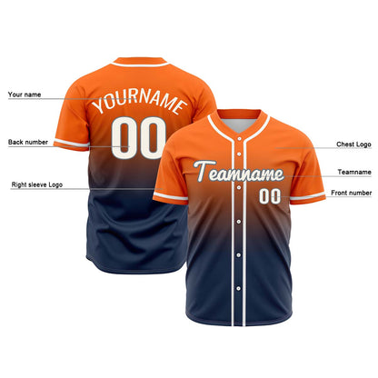 Custom Orange Dark Blue Hip Hop Baseball Jersey Stitched Printed - Personalized Name Number Shirts #BB-0919-0076