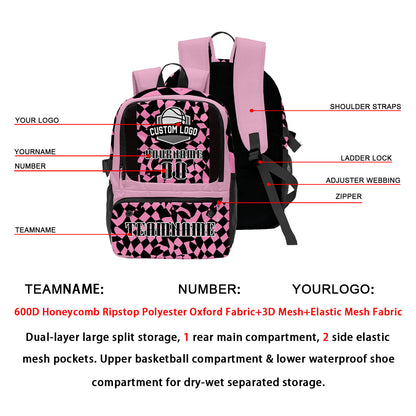 Custom Pink Black Basketball Soccer Backpack Personalized Player Names Numbers Team Logo #BB-0919-0027