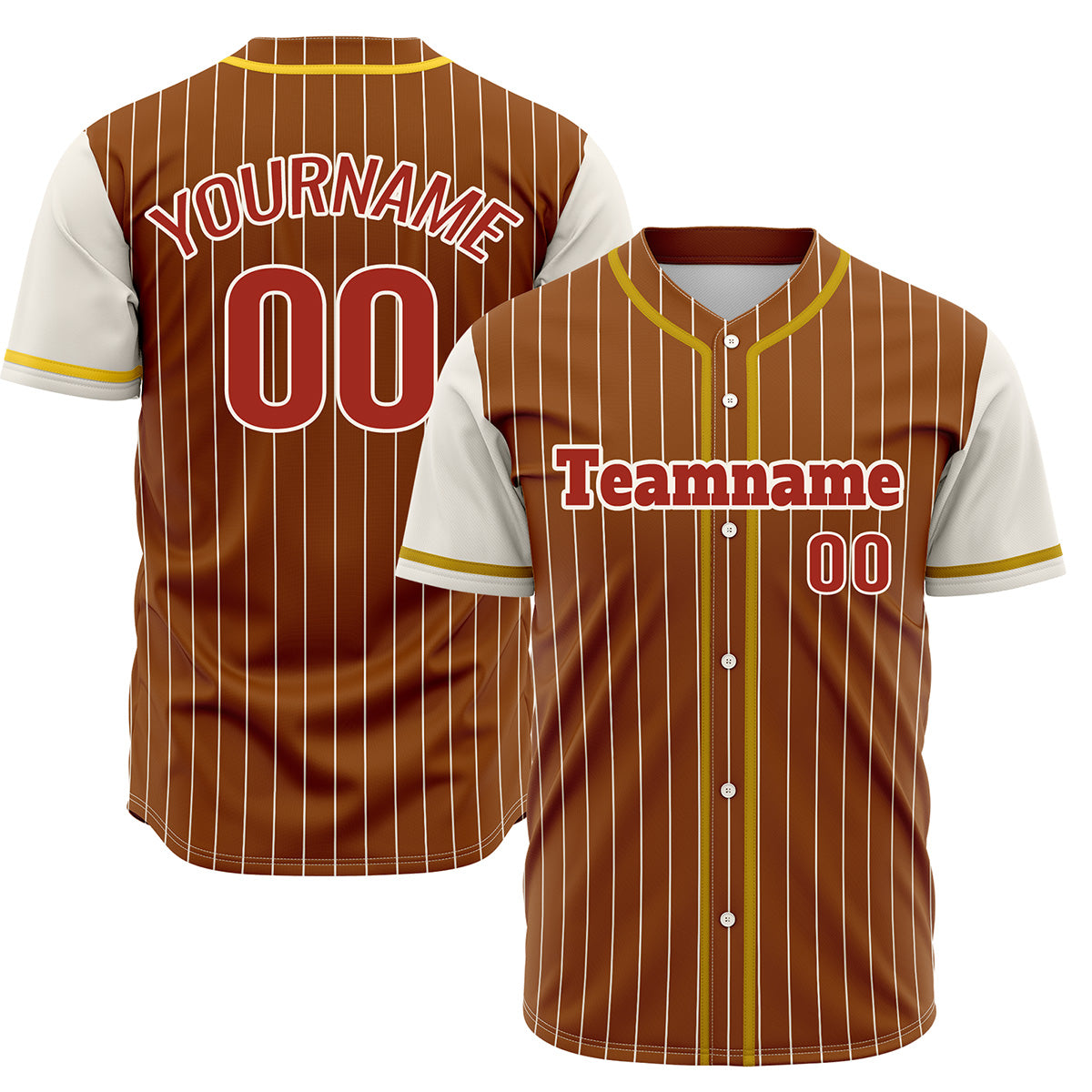 Custom Brown Off White Hip Hop Baseball Jersey Stitched Printed - Personalized Name Number Shirts #BB-0919-0045