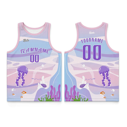 Custom Light Blue White Wide Shoulder Basketball Jersey, Breathable Mesh Team Uniform for Adult & Yout