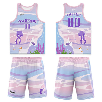 Custom Light Blue White Wide Shoulder Basketball Jersey, Breathable Mesh Team Uniform for Adult & Yout