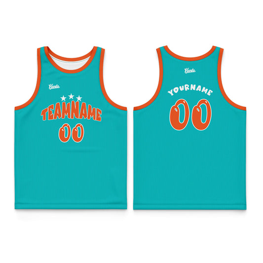 Custom Aqua Blue Orange Thin Strap Basketball Jersey - Breathable Mesh Training Uniform for Adults & Youth
