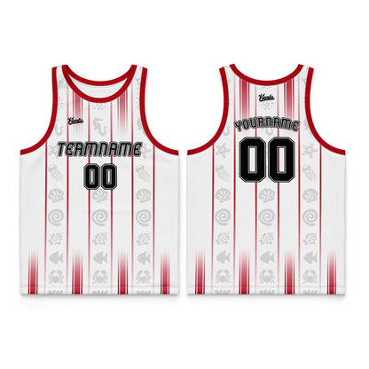 Custom Red Cream Color Wide Shoulder Basketball Jersey, Breathable Mesh Team Uniform for Adult & Yout