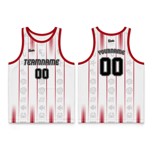 Custom White Red Thin Strap Basketball Jersey - Breathable Mesh Training Uniform for Adults & Youth