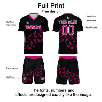 Custom Black Soccer Uniform Jersey Kids Adults Personalized Set Jersey Shirt