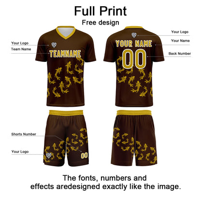 Custom Brown Soccer Uniform Jersey Kids Adults Personalized Set Jersey Shirt