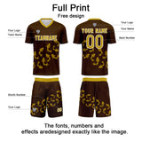 Custom Brown Soccer Uniform Jersey Kids Adults Personalized Set Jersey Shirt