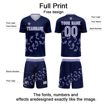 Custom Deep Purple Soccer Uniform Jersey Kids Adults Personalized Set Jersey Shirt