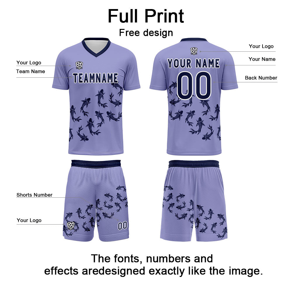 Custom Light Purple Soccer Uniform Jersey Kids Adults Personalized Set Jersey Shirt