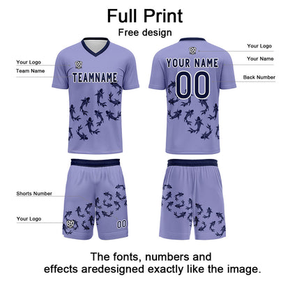 Custom Light Purple Soccer Uniform Jersey Kids Adults Personalized Set Jersey Shirt