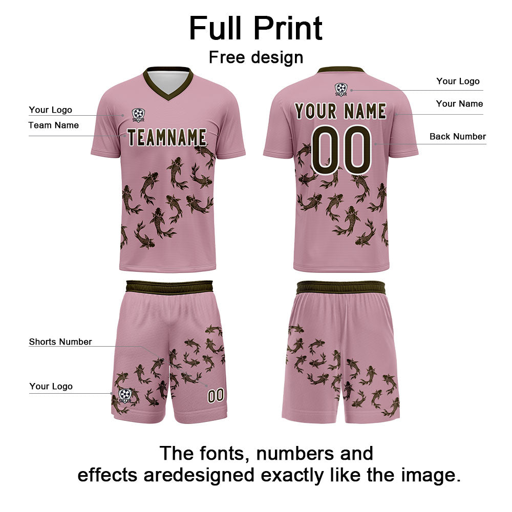 Custom Pink Soccer Uniform Jersey Kids Adults Personalized Set Jersey Shirt