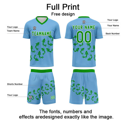 Custom Sky Blue Soccer Uniform Jersey Kids Adults Personalized Set Jersey Shirt