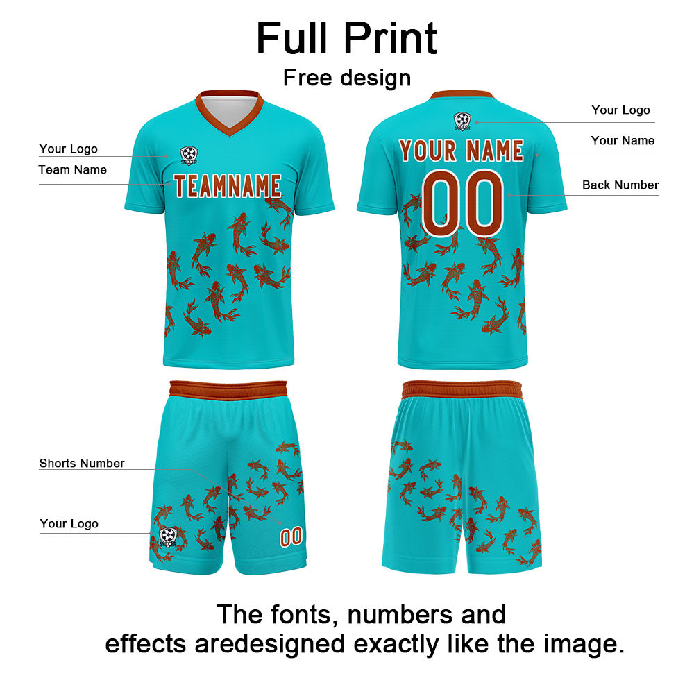 Custom Sunny Blue Soccer Uniform Jersey Kids Adults Personalized Set Jersey Shirt