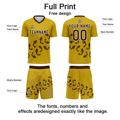 Custom Yellow Soccer Uniform Jersey Kids Adults Personalized Set Jersey Shirt