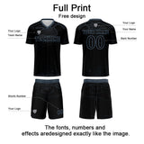 Custom Black Haze Blue Soccer Uniform Jersey Kids Adults Personalized Set Jersey Shirt