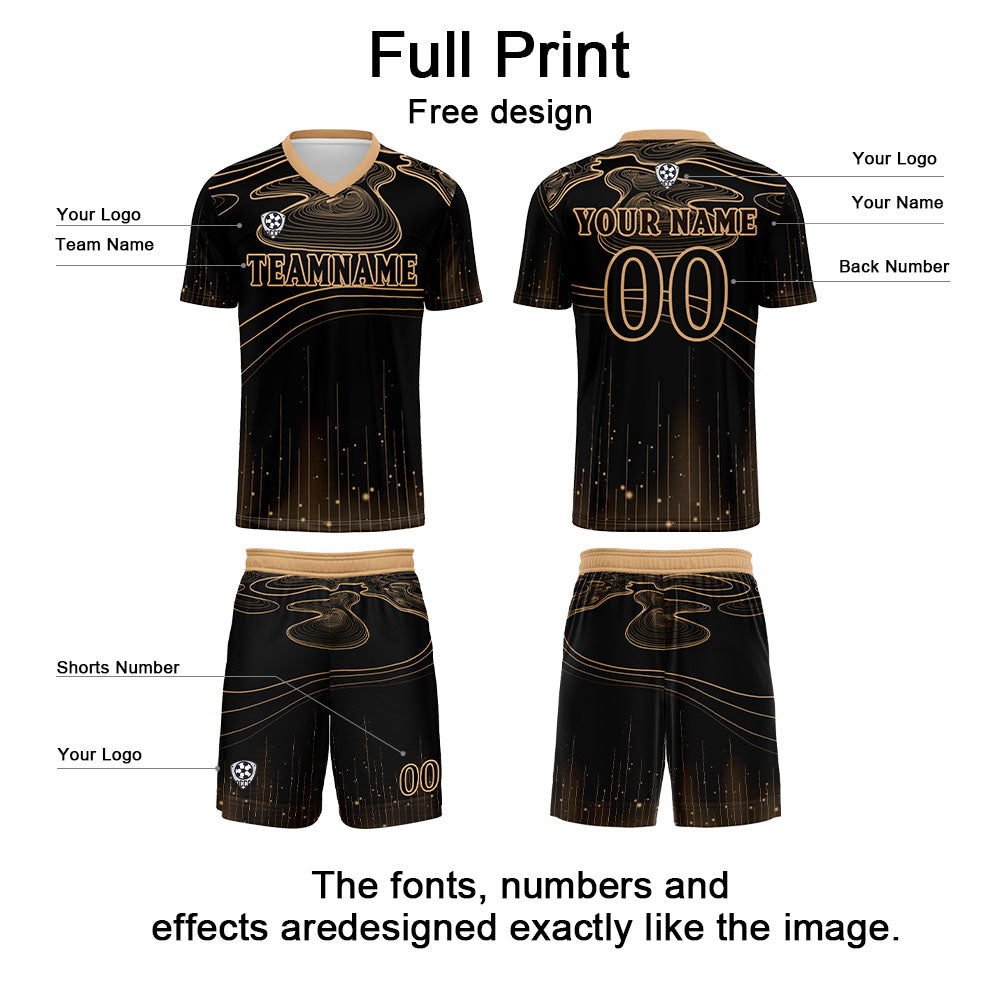 Custom Black Light Brown Soccer Uniform Jersey Kids Adults Personalized Set Jersey Shirt