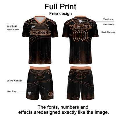 Custom Black Orange Soccer Uniform Jersey Kids Adults Personalized Set Jersey Shirt