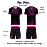 Custom Black Rose Purple Soccer Uniform Jersey Kids Adults Personalized Set Jersey Shirt