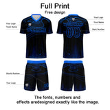 Custom Black Blue Soccer Uniform Jersey Kids Adults Personalized Set Jersey Shirt