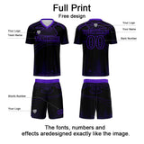 Custom Black Purple Soccer Uniform Jersey Kids Adults Personalized Set Jersey Shirt