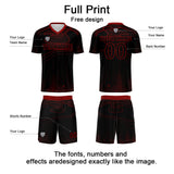 Custom Black Red Soccer Uniform Jersey Kids Adults Personalized Set Jersey Shirt