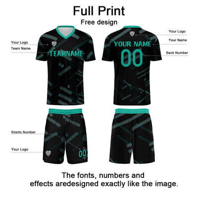 Custom Black Dark Green Soccer Uniform Jersey Kids Adults Personalized Set Jersey Shirt