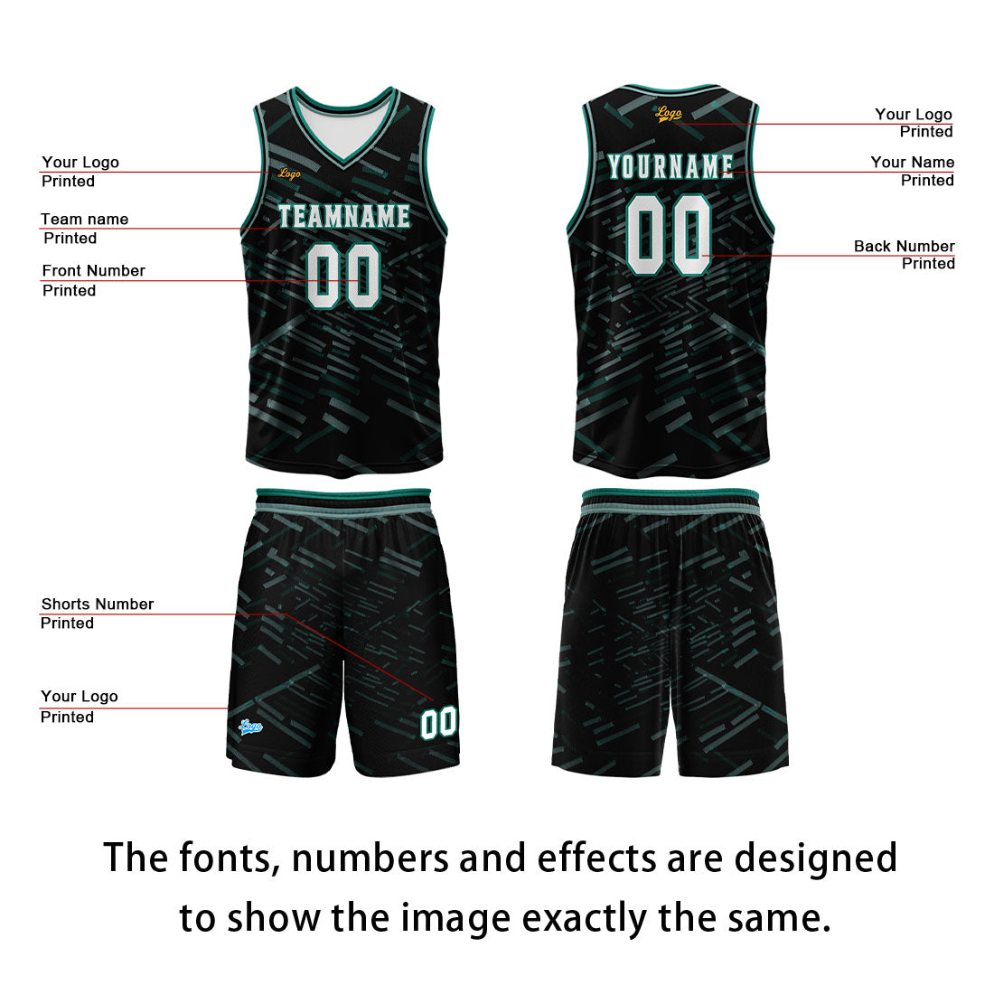 Custom Black Grass Green Basketball Jersey Uniform Suit Printed Your Logo Name Number
