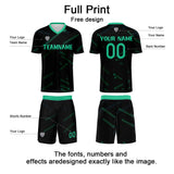 Custom Black Grass Green Soccer Uniform Jersey Kids Adults Personalized Set Jersey Shirt