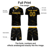 Custom Black Lemon Yellow Soccer Uniform Jersey Kids Adults Personalized Set Jersey Shirt