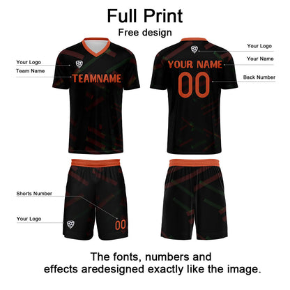 Custom Black Orange Red Soccer Uniform Jersey Kids Adults Personalized Set Jersey Shirt