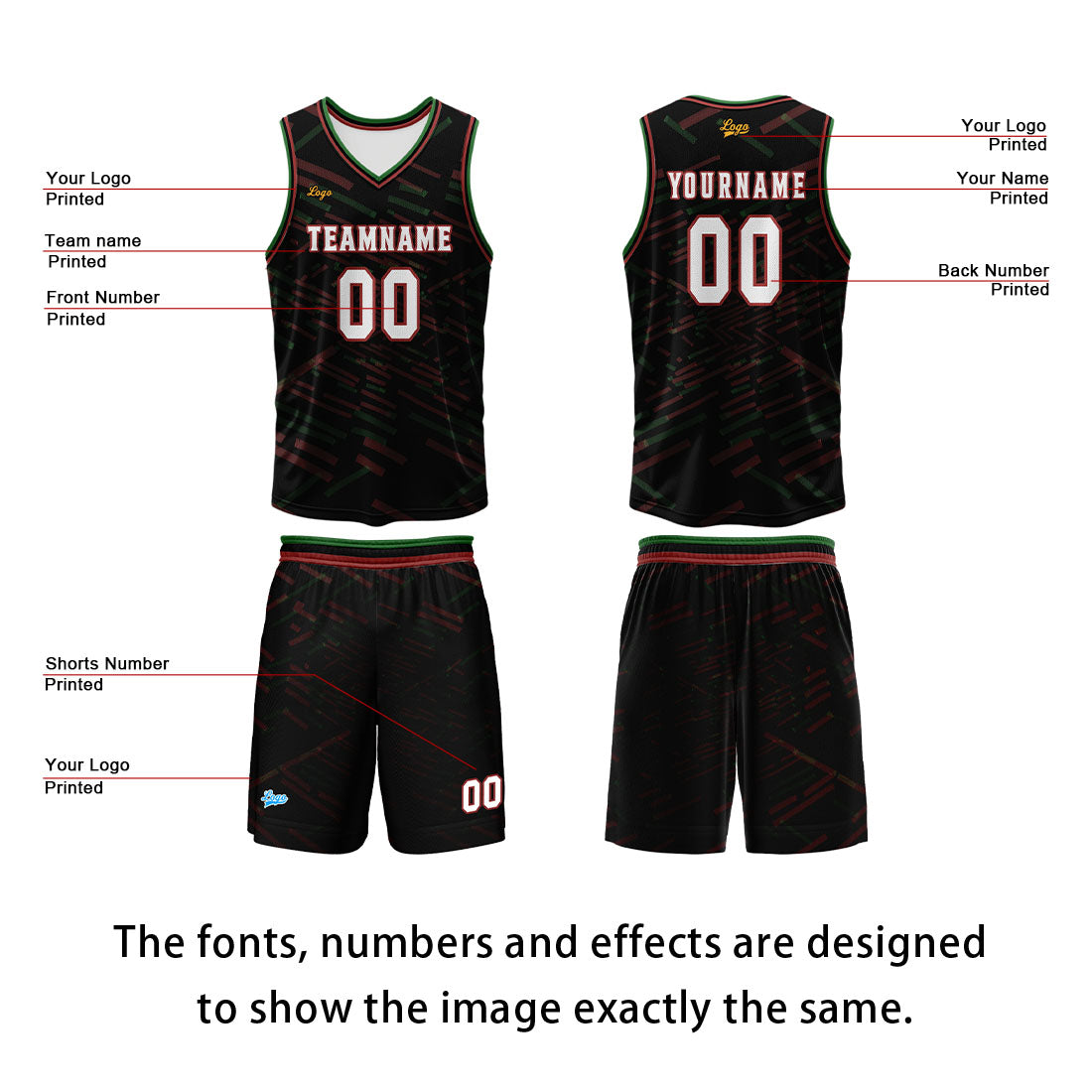 Custom Black Orange Red Basketball Jersey Uniform Suit Printed Your Logo Name Number