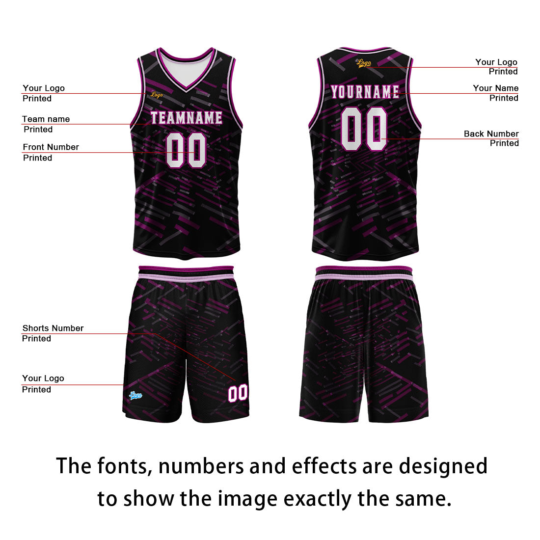 Custom Black Rose Red Basketball Jersey Uniform Suit Printed Your Logo Name Number