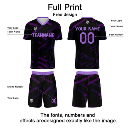 Custom Black Purple Soccer Uniform Jersey Kids Adults Personalized Set Jersey Shirt