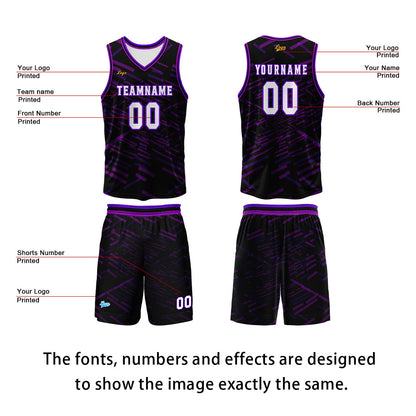 Custom Black Purple Basketball Jersey Uniform Suit Printed Your Logo Name Number