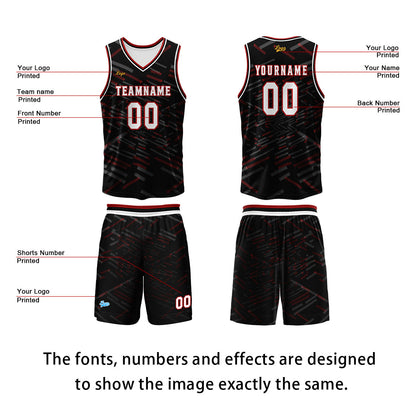 Custom Black Red Basketball Jersey Uniform Suit Printed Your Logo Name Number