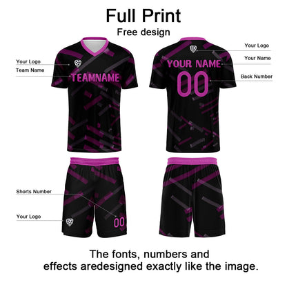 Custom Black Rose Red Soccer Uniform Jersey Kids Adults Personalized Set Jersey Shirt